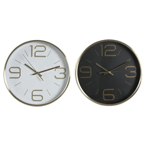 Стенен часовник DKD Home Decor Бял Черен Златен Алуминий Ø