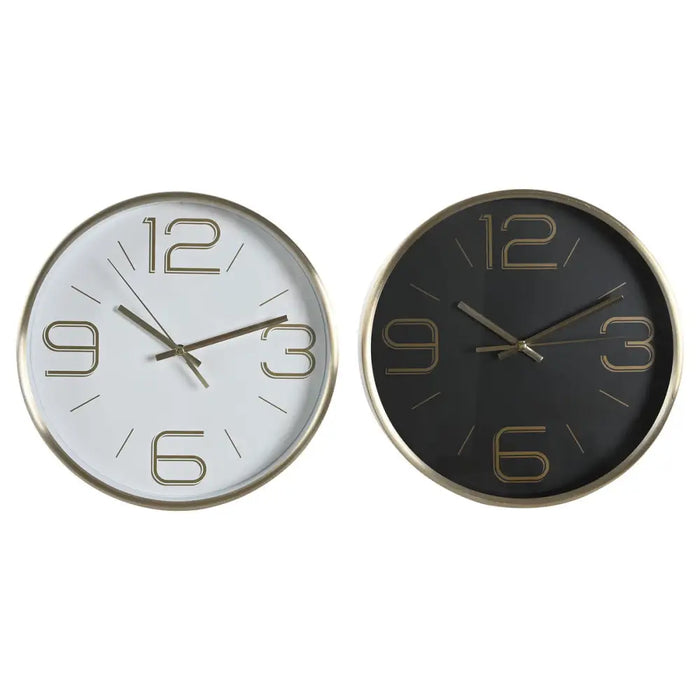 Стенен часовник DKD Home Decor Бял Черен Златен Алуминий Ø