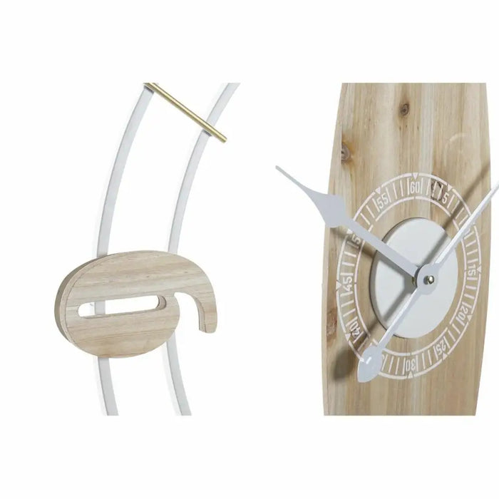 Стенен часовник DKD Home Decor Бял Естествен Желязо Дървен