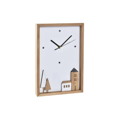 Стенен часовник DKD Home Decor Бял Кафяв Дървен Алуминий