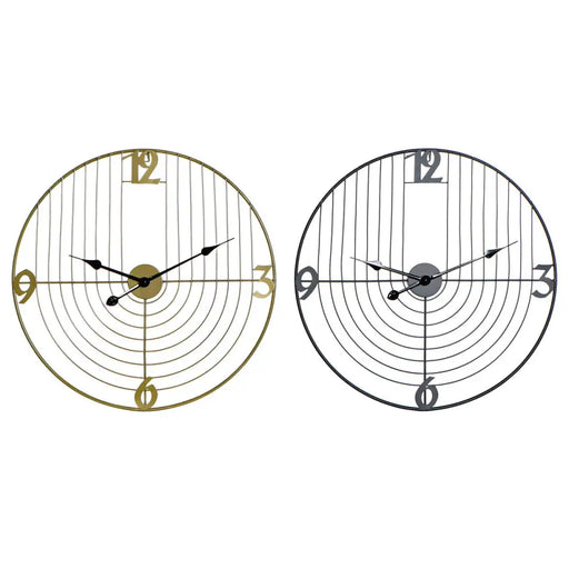 Стенен часовник DKD Home Decor Черен Златен Метал 60 x 3 x