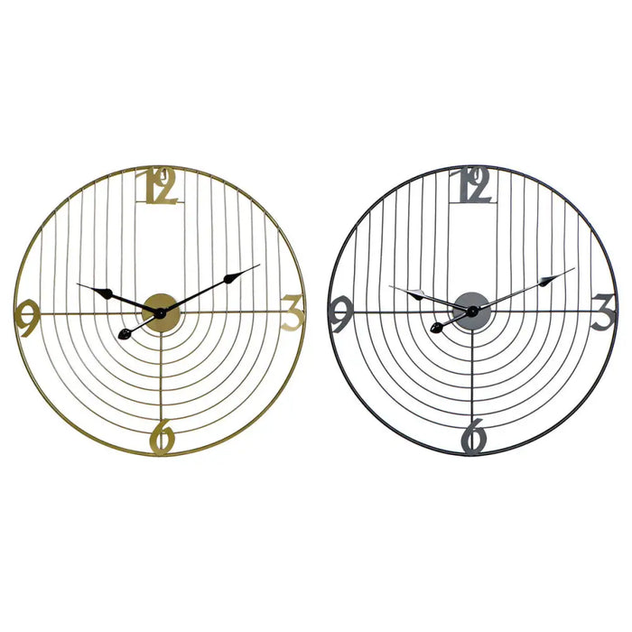 Стенен часовник DKD Home Decor Черен Златен Метал 60 x 3 x