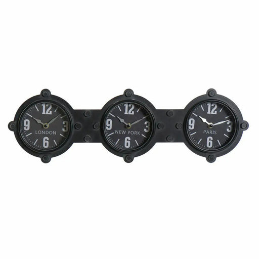 Стенен часовник DKD Home Decor Кристал Черен Желязо (58 x