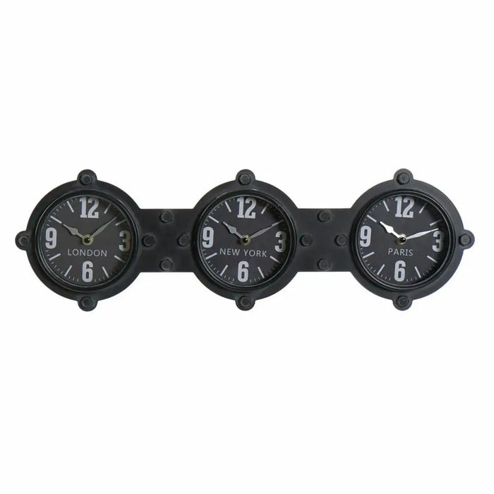Стенен часовник DKD Home Decor Кристал Черен Желязо (58 x