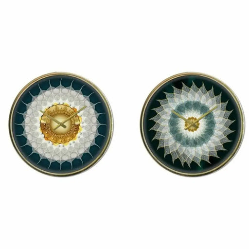 Стенен часовник DKD Home Decor Кристал Златен цвят тюркоаз