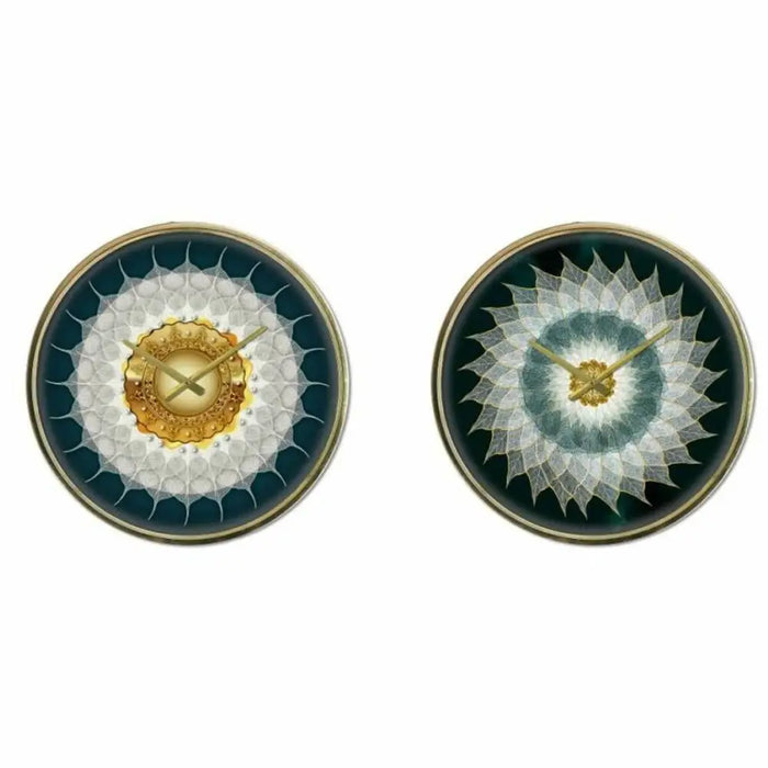 Стенен часовник DKD Home Decor Кристал Златен цвят тюркоаз