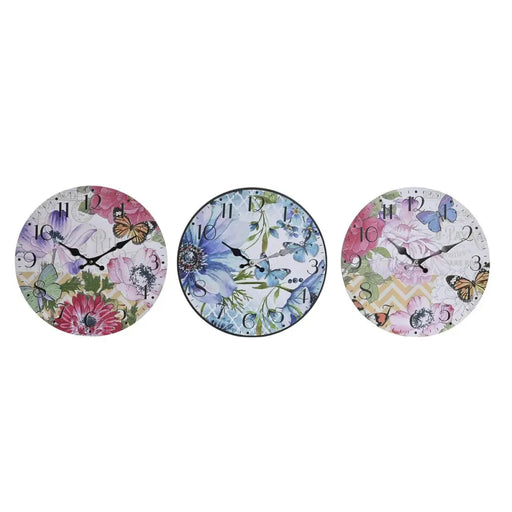 Стенен часовник DKD Home Decor Многоцветен Lilled Дървен