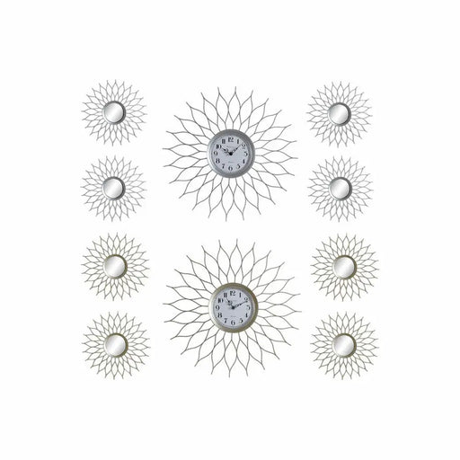 Стенен часовник DKD Home Decor Шампанско Сребрист