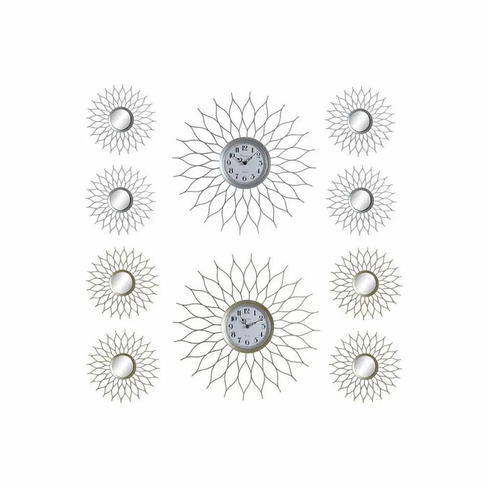 Стенен часовник DKD Home Decor Шампанско Сребрист