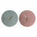 Стенен часовник DKD Home Decor Зелен Розов 40,5 x 5,5 x