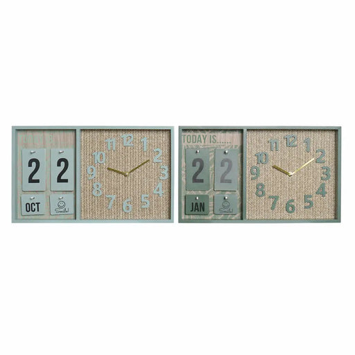 Стенен часовник DKD Home Decor Зелен Дървен полипропилен