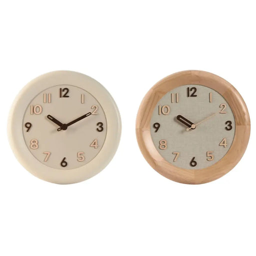 Стенен часовник Home ESPRIT Бежов Естествен Дървен 30 x 5 x