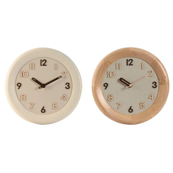 Стенен часовник Home ESPRIT Бежов Естествен Дървен 30 x 5 x
