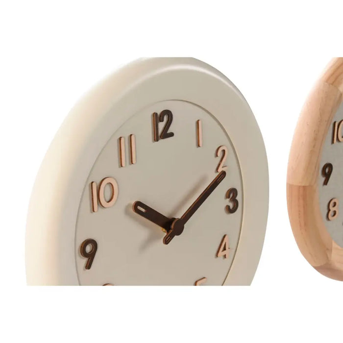 Стенен часовник Home ESPRIT Бежов Естествен Дървен 30 x 5 x