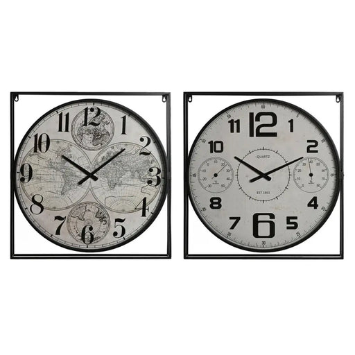 Стенен часовник Home ESPRIT Бял Черен Метал Дървен MDF 62 x