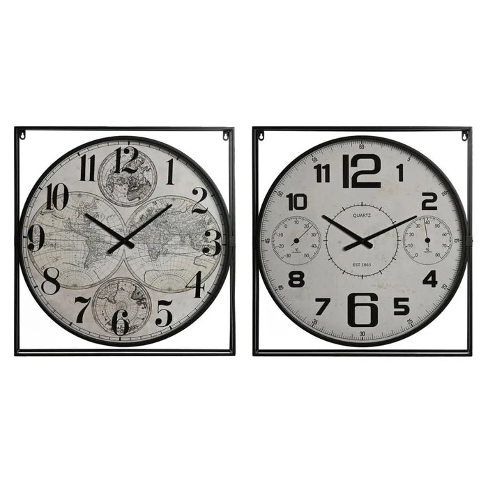 Стенен часовник Home ESPRIT Бял Черен Метал Дървен MDF 62 x