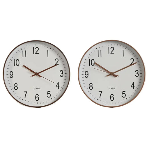 Стенен часовник Home ESPRIT Бял Кафяв Естествен PVC 30 x 4