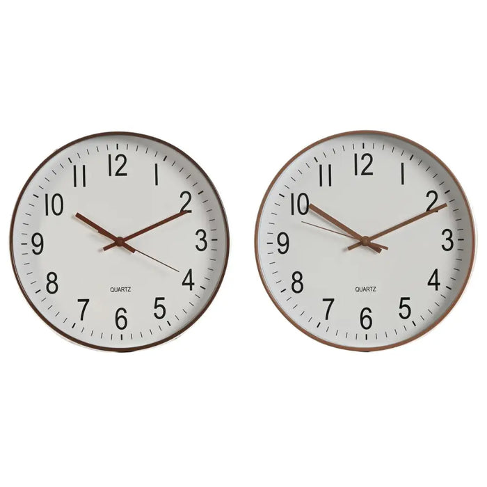 Стенен часовник Home ESPRIT Бял Кафяв Естествен PVC 30 x 4