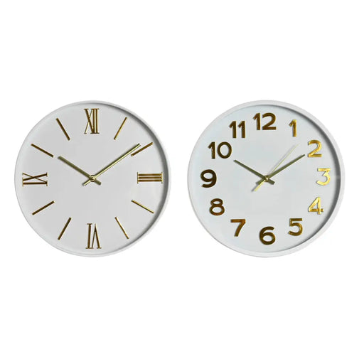 Стенен часовник Home ESPRIT Бял Златен PVC 30 x 4 x 30 cm