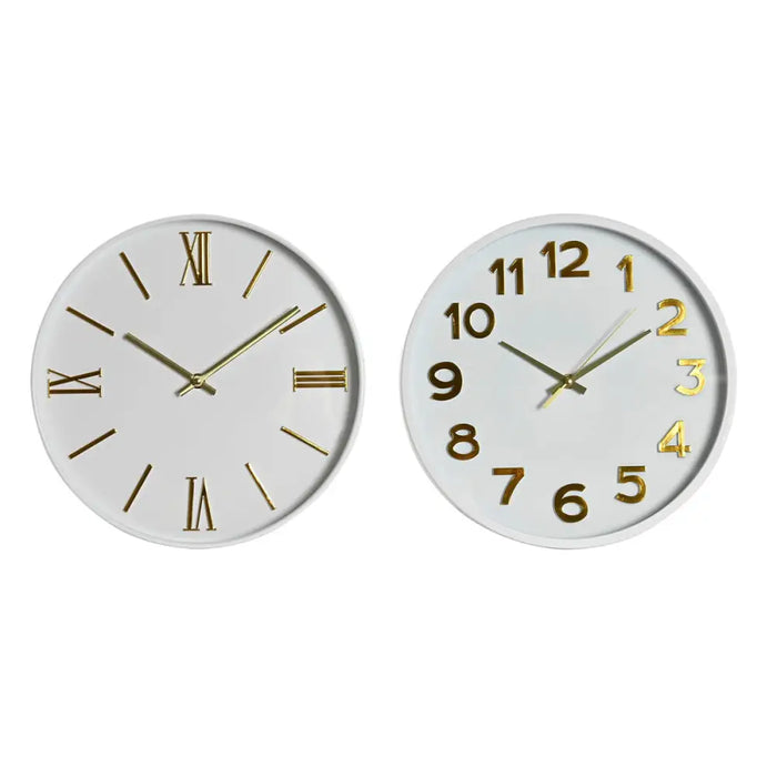 Стенен часовник Home ESPRIT Бял Златен PVC 30 x 4 x 30 cm