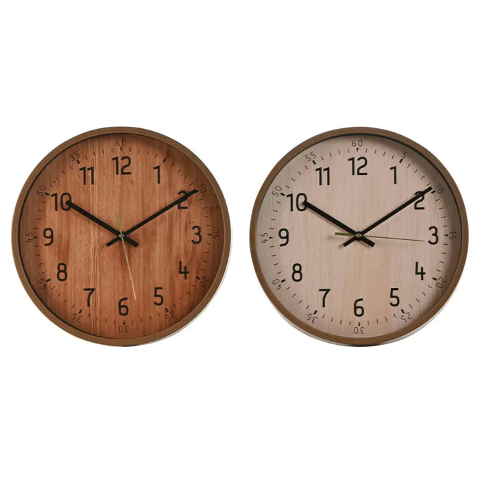 Стенен часовник Home ESPRIT Кафяв Естествен PVC Дървен 30 x