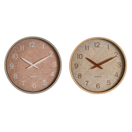 Стенен часовник Home ESPRIT Кафяв Естествен PVC Дървен 30 x
