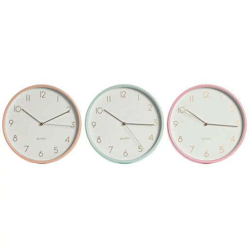 Стенен часовник Home ESPRIT Корал Мента Люляк PVC 25,5 x
