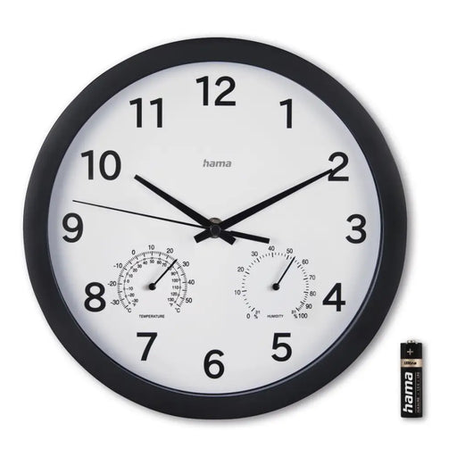 Стенен часовник ’Malta’ диаметър 25 см тих Термометър