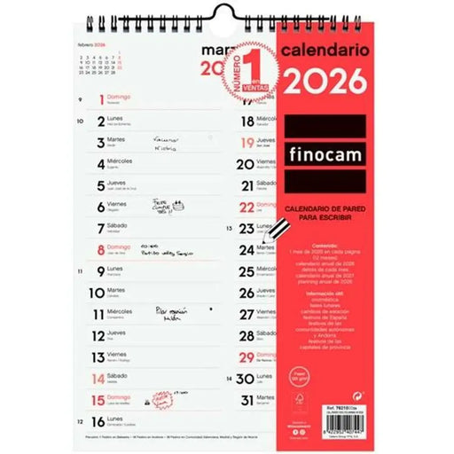 Стенен календар Finocam A4 хартия 2026 21 x 30 cm