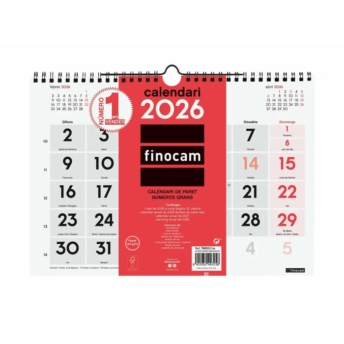 Стенен календар Finocam A4 хартия 30 x 21 cm