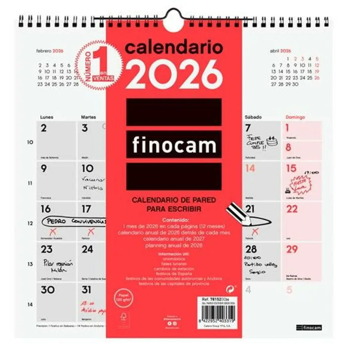 Стенен календар Finocam хартия 2026 30 x 30 cm