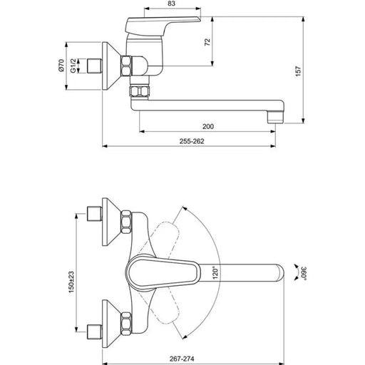 СТЕНЕН СМЕСИТЕЛ ЗА КУХНЯ IDEALSTANDARD CERAPLAN III