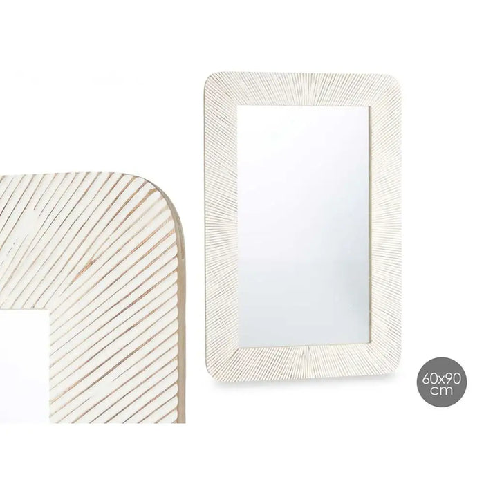 Стенно огледало Gift Decor 38 38 Бял Кафяв Райета 90 x 60 x