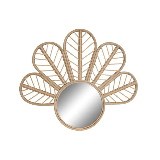 Стенно огледало DKD Home Decor Кафяв Естествен Цвете