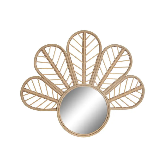 Стенно огледало DKD Home Decor Кафяв Естествен Цвете