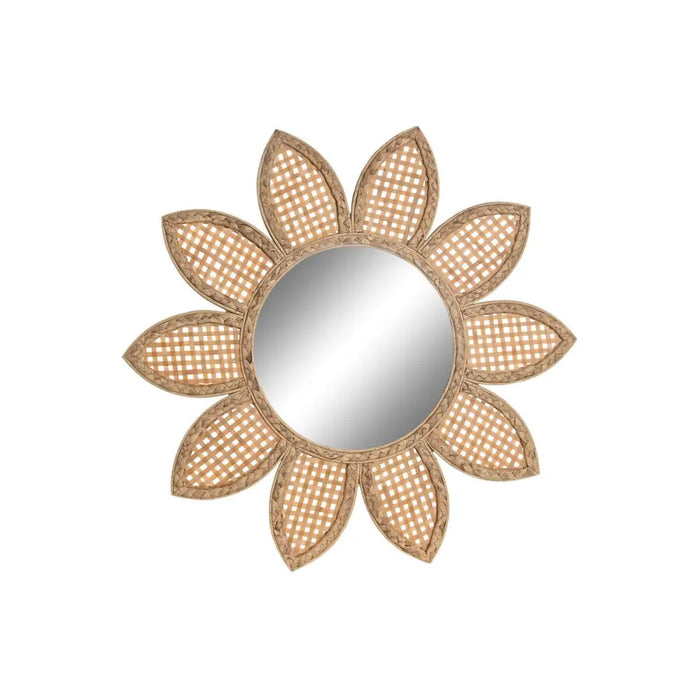 Стенно огледало DKD Home Decor Кафяв Естествен Слънце