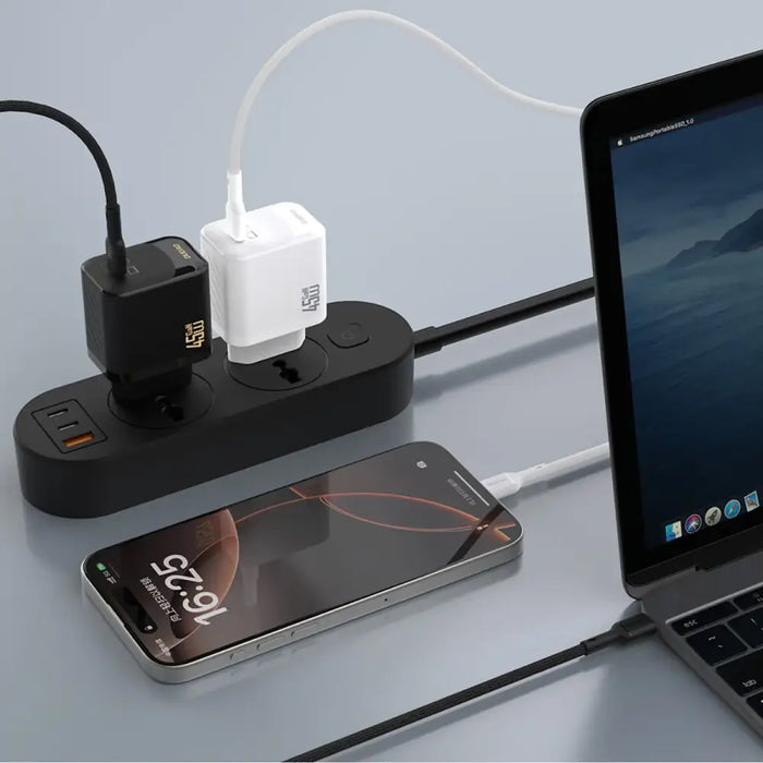 Стенно зарядно Dudao A28 45W GaN USB-C - бяло