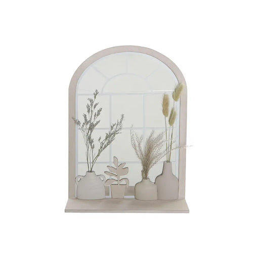 Стенно огледало DKD Home Decor Бежов Ваза Cottage 35 x 10 x