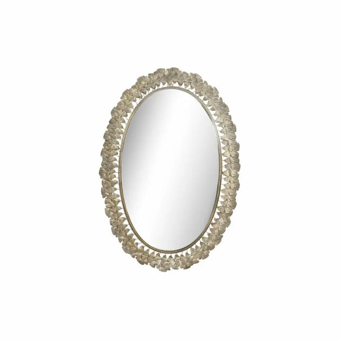 Стенно огледало DKD Home Decor Шампанско Лист на растение