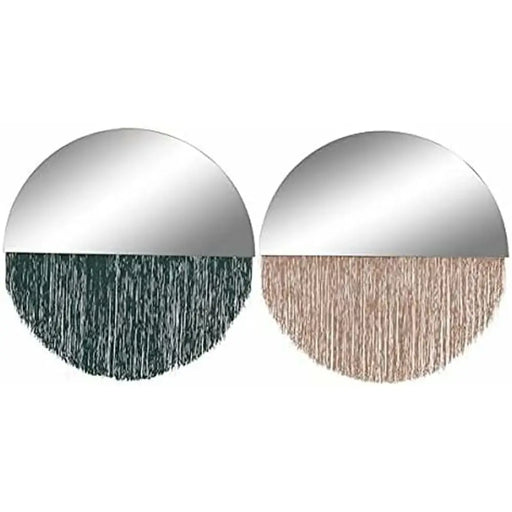 Стенно огледало DKD Home Decor Зелен Златен Ресни 50 x 0,5