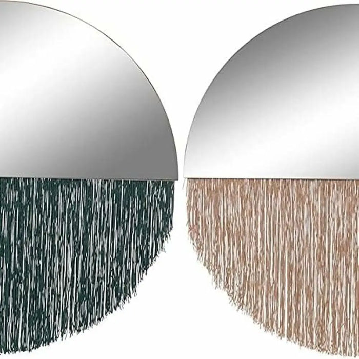 Стенно огледало DKD Home Decor Зелен Златен Ресни 50 x 0,5