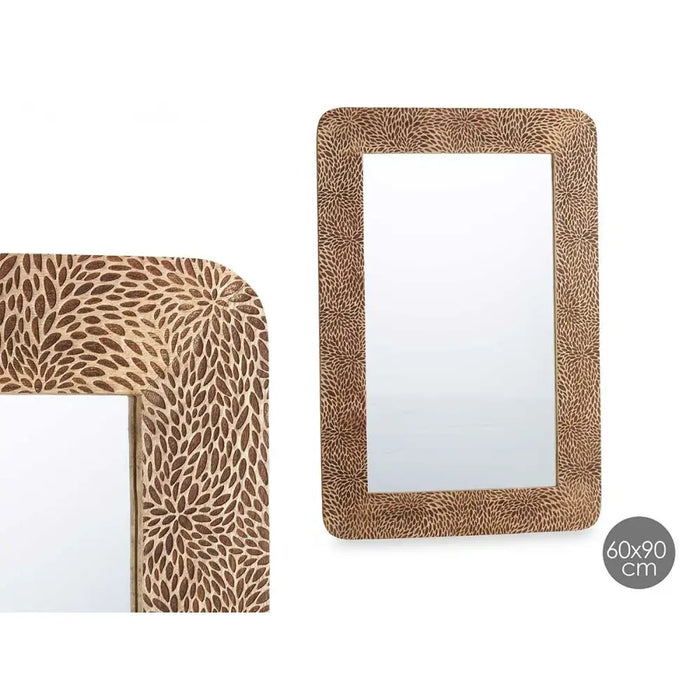 Стенно огледало Gift Decor 42 42 Кафяв Листи 90 x 60 x 2 cm