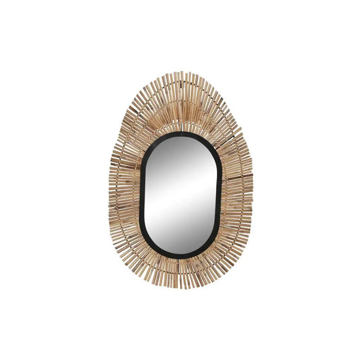 Стенно огледало DKD Home Decor Черен Естествен Bali 63 x