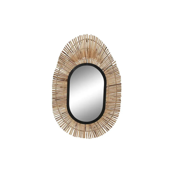 Стенно огледало DKD Home Decor Черен Естествен Bali 63 x