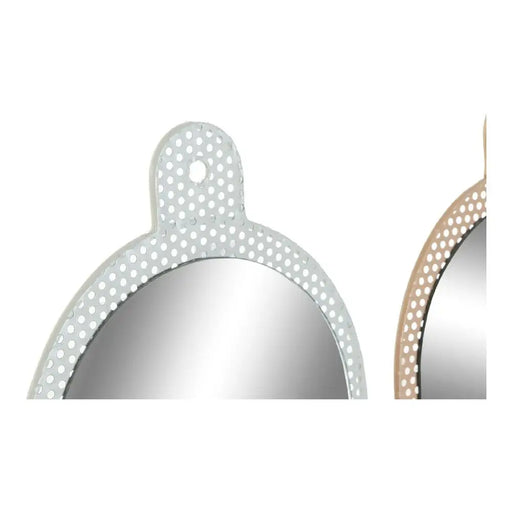Стенно огледало DKD Home Decor Бял Розов 22 x 1,5 x 40 cm