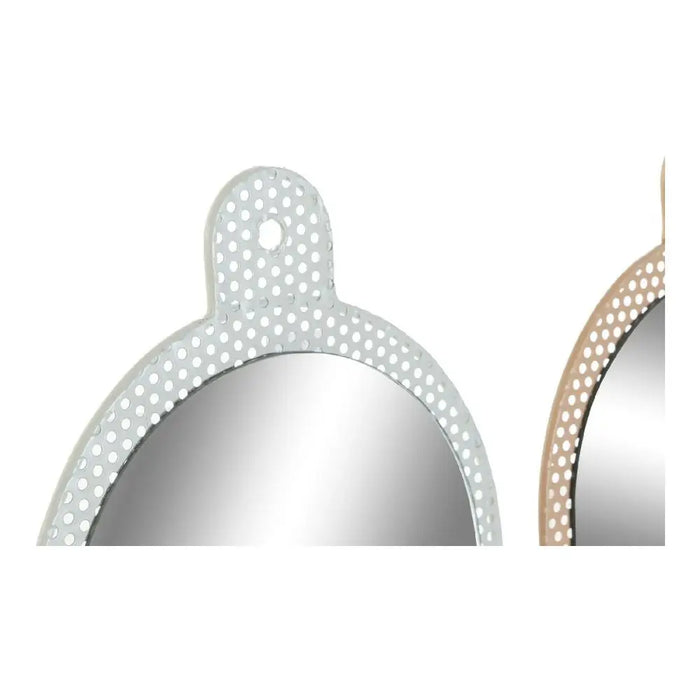 Стенно огледало DKD Home Decor Бял Розов 22 x 1,5 x 40 cm