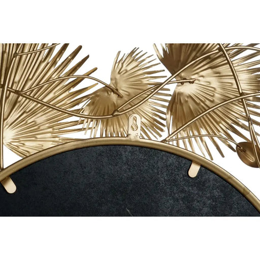 Стенно огледало DKD Home Decor Бял Златен Лист на растение