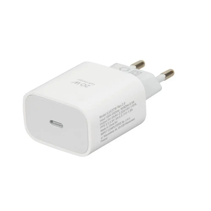 Стенно зарядно iBOX C-37 GaN PD20W бяло