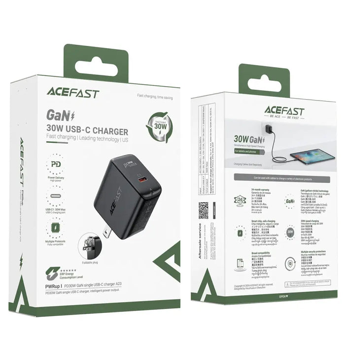 Стенно зарядно устройство Acefast A23 30W GaN USB-C US