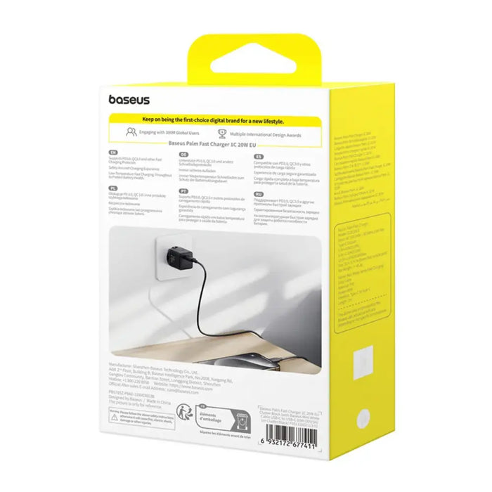 Стенно зарядно устройство Baseus Palm 1C 20W (с Baseus Mini